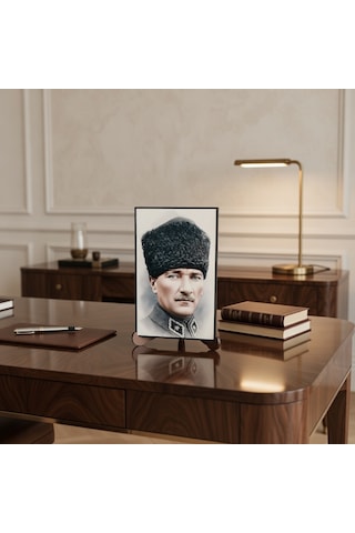 Atatürk Masaüstü Ahşap Tablo - Kabartmalı Baskı Şık Hediyelik 10x16 Cm No 1 3 Parça