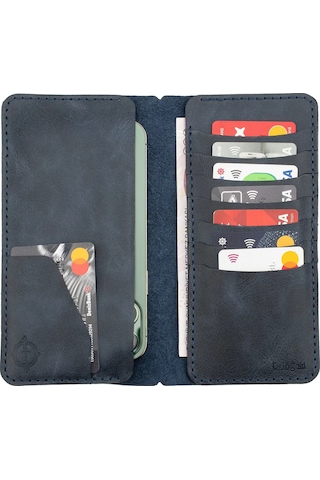 Twingold İsme Özel Dikey Uzun Cüzdan - %100 Rainbow Deri - A010007 - Lacivert Lacivert