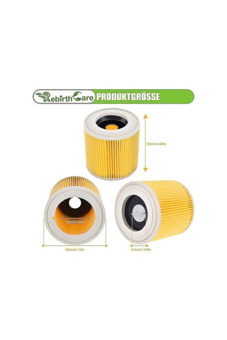 Mufunye Krcher Wd3 Premium Wd2 Wd3 Wd3p Wd3 Mv2 Mv3 Elektrikli Süpürge İçin 2 Paket Kartuş Filtre - Krcher Wd3 Premium Wd2 Wd3