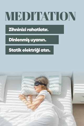 Dinlendirici Visko Yastık - Meditation Ortopedik Visco Yastık - İyon Dengeli Anti-statik Kumaş Beyaz Mavi
