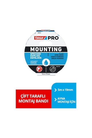 Tesa Çift Taraflı Montaj Bandı - Tesa Pro 66952 Ayna Montaj Bandı, 5m X 19mm