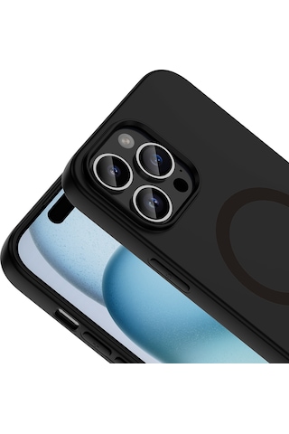 Apple iPhone Uyumlu 14 Pro Max Kılıf M-safe Şarj Özellikli Zore Aris Silikon Kapak - Siyah