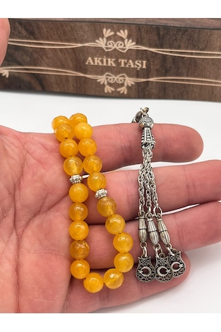 Akuamarin Taşı Tesbih 33 Lü Mavi Doğal Taş Renkli Metal Püsküllü Şık Tesbih Tsb66