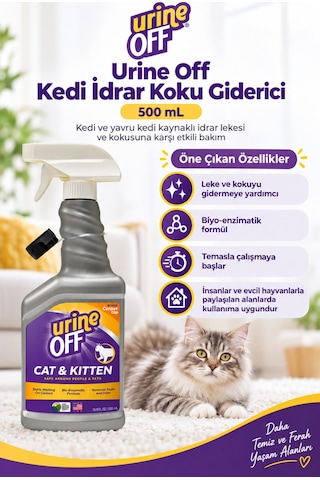 Urine Off Kedi İdrar Koku Giderici ve Temizleyici Sprey 500 ML