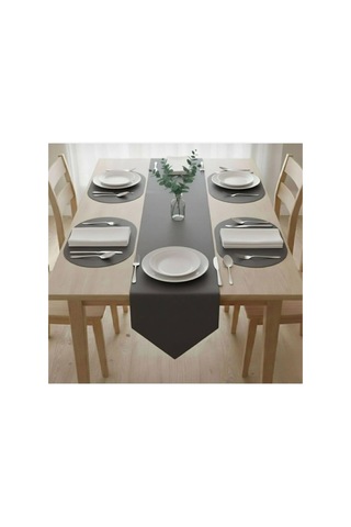 Kk Swords 4+1 Adet Deri Amerikan Servis+runner Set 4 Amerikan Servis -1 Runner Supla Decor Masa Decoru Gri
