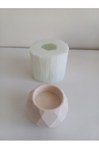 Geometrik 3'lü Mumluk Set Kalıbı Beyaz Şeffaf