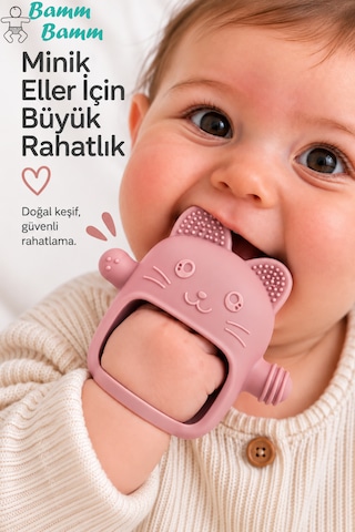 Bebek Diş Kaşıyıcı Silikon Premium Gıda Sınıfı Pembe