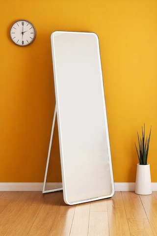 Raven Oval Kesim Modern Metal Ayaklı Boy Aynası 170 X 60 Beyaz