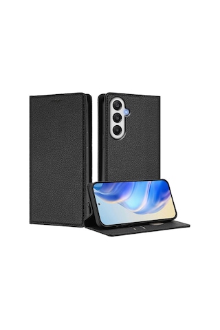 Samsung Galaxy S24 Fe Cüzdan Kılıfı Rfıd Litchi Doku Deri Cep Telefonu Kılıfı İle Uyumlu Çok Renkli