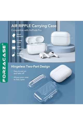 Forzacase Apple Uyumlu AirPods Pro 2 Şeffaf Anahtar Askılıklı Bluetooth Kulaklık Kılıfı - Fc567 Şeffaf