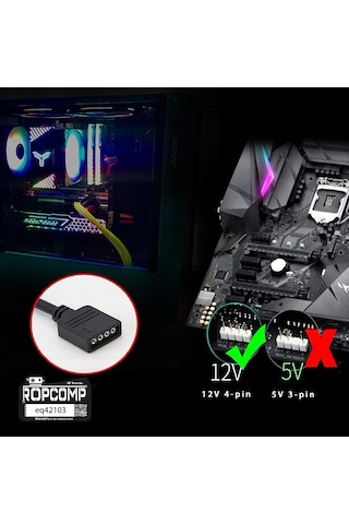 Ropcomp Pc Kasa Ve Led Aydınlatma İçin 3 Çıkışlı 4-pin Rgb Splitter 30 CM