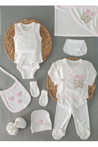 Papyon Baby Kids Petite Ponponbaby Yeniğdoğan 0-3 Ay Kelebek Desenli İncili 10 Par Açık Pembe
