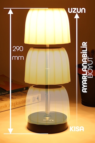 Şarjlı Masa Lambası Dimmerli Abajur Uzayabilir Işık Ayarlı Dokunmatik Kamp Çalışma Ofis Işığı 329c