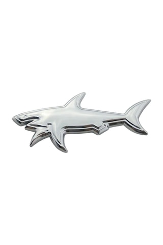 Oto Arma Metal 3D Köpekbalığı Shark Arması Araba Dekorasyon Aksesuarı Krom 8cm GLZ00601152