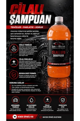Premium Cilalı Oto Şampuanı 800 Ml - 2'si 1 Arada Ultra Temizleme Ve Koruyucu Wax Cila Etkisi - Araç Dış Yüzey Bakımı