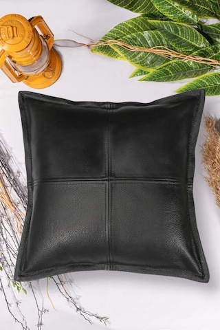 Premium Dekoratif Siyah Deri Kırlent Kılıfı/ev Ve Ofis Için Gerçek Deri 45x45cm Kırlent Kılıfı Siyah