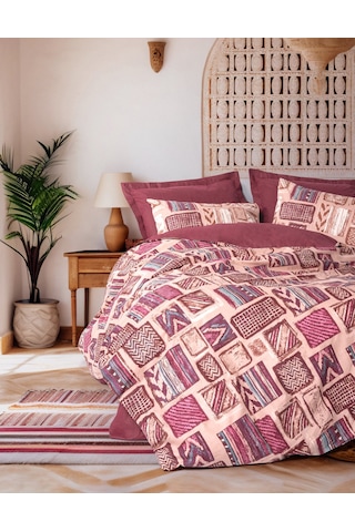 Cotton Box Ethnic Tek Kişilik Nevresim Takımı Estilo Bordo