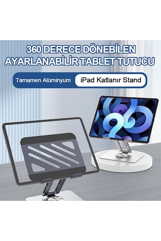 Lexroo Tablet Standı 360 Dönebilen Tablet Tutucu Katlanabilir Alüminyum Tablet Ve Telefon Standı