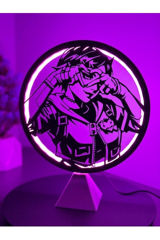 Valorant Clove Halka Led Işıklı Masa Gece Lambası Gamer Oyun Odası Dekor Hediye Adaptör Dahil Mor