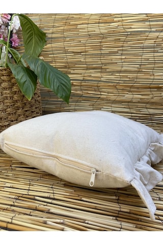 Keten Bohem Fırfırlı Vintage Kare Kırlent Kılıfı