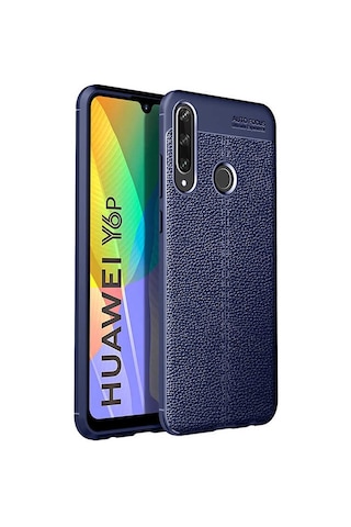 Huawei Y6p Kılıf Niss Deri Desenli Silikon Kılıf Lacivert