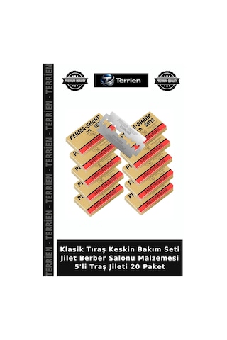 Klasik Tıraş Keskin Bakım Seti Jilet Berber Salonu Malzemesi 5'li Traş Jileti 20 Paket