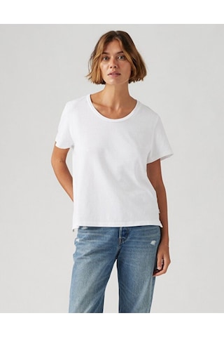 Levi's Bridget Pamuklu Keten Kısa Kollu Kadın Tişört Beyaz