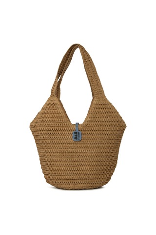Bagmori Oval Kova Hasır Tote Çanta Vizon