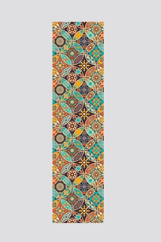 Turuncu Mavi Retro Vintage Desenli Runner 40x140cm Turuncu
