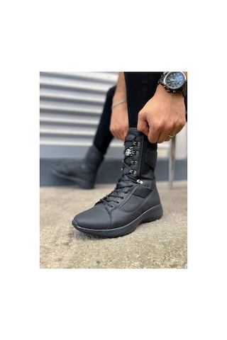 DMR Elegance Bay Bot Jy799 Verton Bağcıklı Ortopedik Taban Günlük Cilt Erkek Askeri Postal Bot Cst Siyah