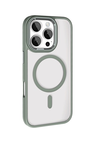 Apple iPhone 16 Pro Kılıf Wireless Şarj Özellikli Casen Krom Magsafe Silikon Kılıf