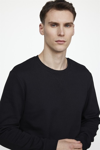 Tudors Pamuk Bisiklet Yaka Basıc Unisex Siyah Sweatshirt 26562 Siyah