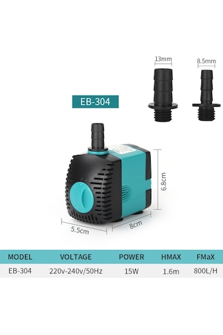 Eb-304 15w Akvaryum Dalgıç Su Pompası Çeşme Filtresi Balık Göleti, Ab Tıkacı, Size:eb-304 15w