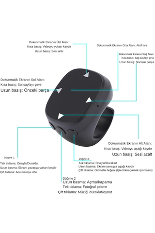Jx-13 Dokunmatik Yüzüklü Bluetooth 5.3 Kablosuz Kumanda Tiktok Video Kaydırma, E-kitap Sayfa Çevirici Ve Selfie Deklanşörü