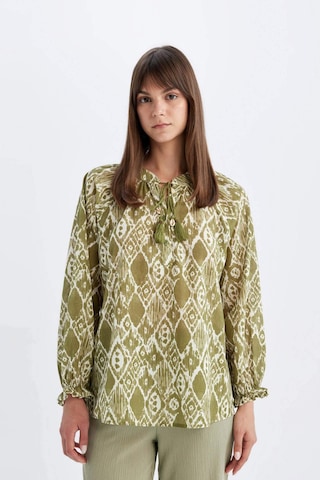 DeFacto Relax Fit Desenli Vual Uzun Kollu Tesettür Bluz Tunik C9738AX24SMGN1156