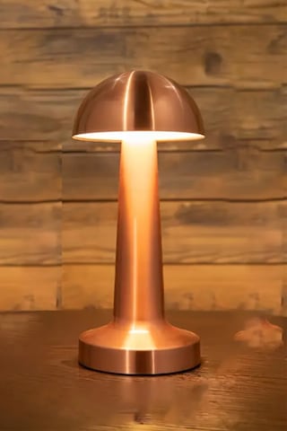 Mantar Model Retro Masa Lambası Rosegold Bakır Dimmerli Şarjlı