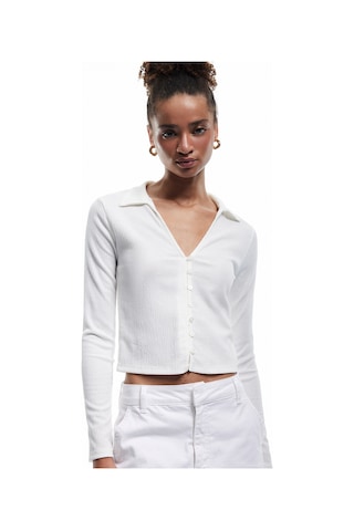 Koton Gömlek Yaka Uzun Kollu Düğmeli Slim Fit Tişört Ekru 6wal10212ık Ekru