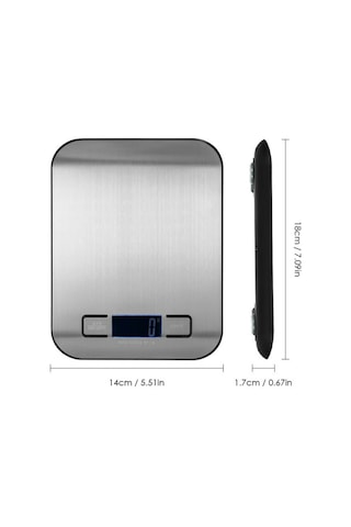 Kosona 5kg/11lb Hassas Dijital Mutfak Terazi - 1g Doğruluk, Tare Fonksiyonu, Dokunmatik Tuşlar, Gölgeli Lcd Ekran, Ince Çelik Tasarım Çok Renkli