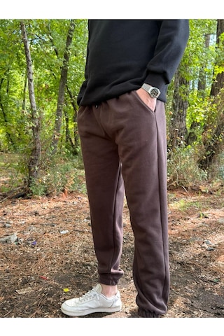 Erkek Ünisex Jogger Eşofman Altı 3 İplik Kalın Kişlık Kahverengi