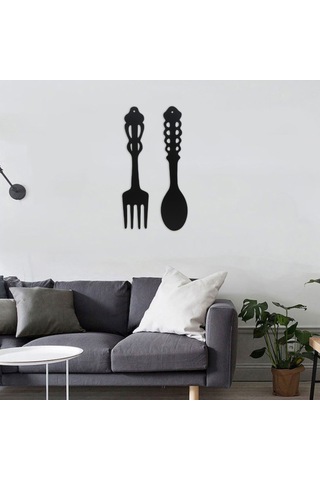Hombey Kalıcı Siyah Demir Fork Ve Kaşık Seti, Rustik Ev Dekoru, Kolay Asma, Her Mekana Konfor Katıyor 2 Adet