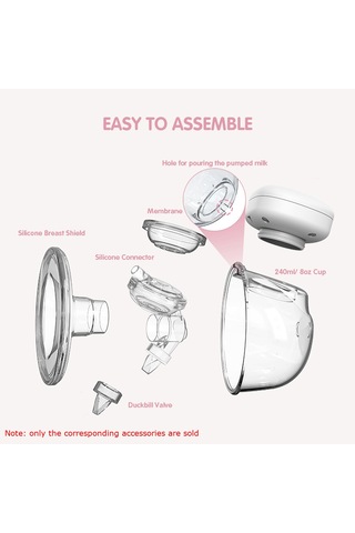 Moveevo Youha Elektrikli Göğüs Pompası Yedek Aksesuarı, The Ins Giyilebilir Göğüs Pompası İçin 2 Adet 8oz Bardak Yumuşak Gıda