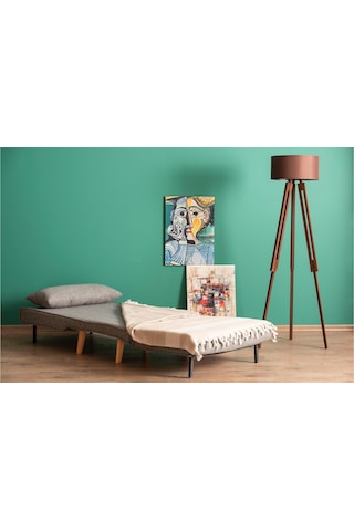 Folde 80 Tekli Yataklı Katlanır Koltuk Keten Açık Gri Açık Gri