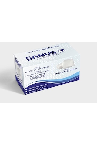 Sanus Sanipack Nonwoven Steril Gazlı Bez Kompres 7.5 x 7.5 CM 4 x 100 Adet