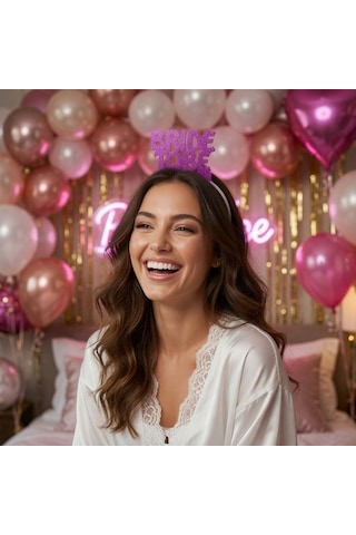 Taç Eva Bride To Be Mor Simli Taşlı Bekarlığa Veda Partisi Gelin Tacı Saç Aksesuarı