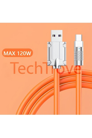120w Usb To Type-c Yassı Kırılmaz Ezilmez 100cm Şarj Kablosu