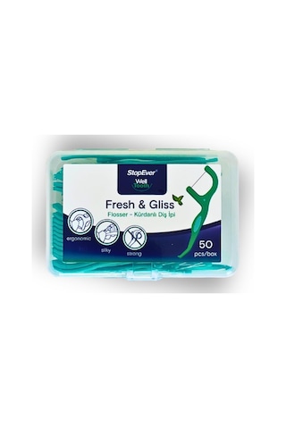 Stopever Fresh & Gliss Kürdanlı Diş İpi 50 Adet Nane Aromalı Diş Arası Temizliği, Ağız Hijyeni Ve Günlük Kullanım İçin İdeal Plastik Kutulu Ve Taşıma Kılıflı Hediyeli
