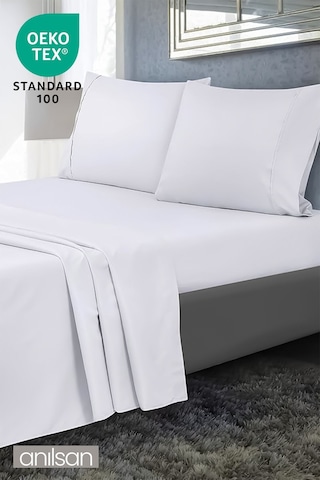 Saten Beyaz Çarşaf Ve Yastık Kılıfı Seti 83 Tel - Tek Ve Çift Kişilik Seçenekleriyle Beyaz