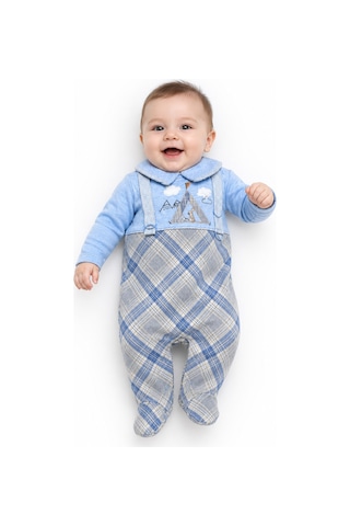 Babyhola Erkek Bebek Tavşan Desenli Patikli Tulum 12536 Mavi