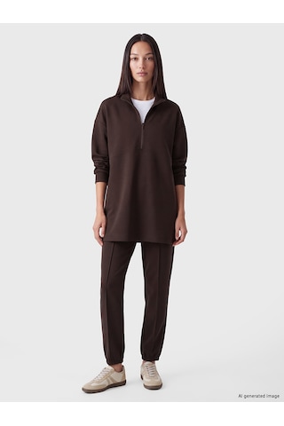 LC Waikiki Lc Waıkıkı Kahverengi Oversize Soft Touch Kadın Sweatshirt Tunik