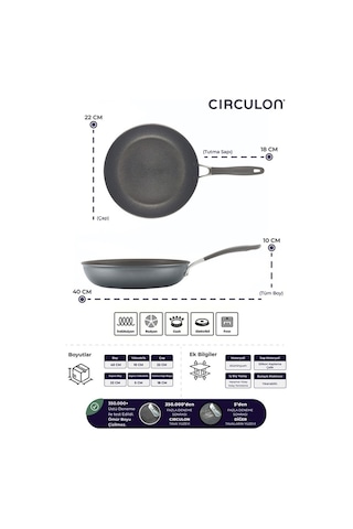 Circulon 22 Cm Kızartma Tavası Gri - Siyah